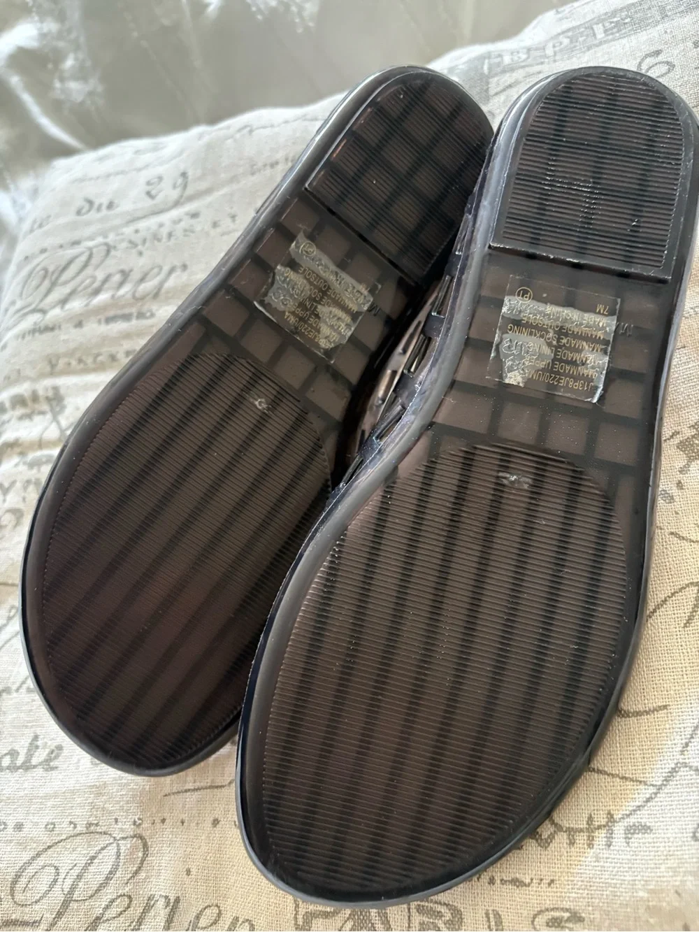 Jellypop Uma Women's Brown/Black Lattice Jelly Flats - Size 7